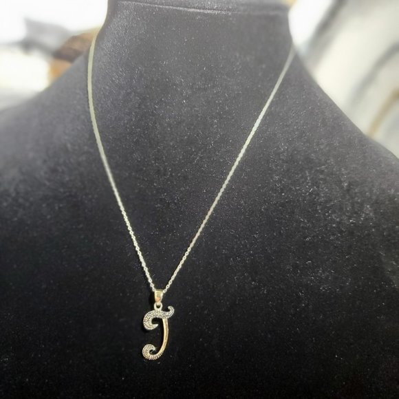 Silver Crystal Initial "T" 10 Inch Fashion Personalized Necklace - Picture 3 of 4